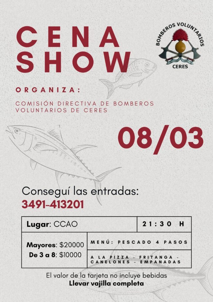 Con un menú de Pescado, Bomberos realiza una Cena Show 2 cena show