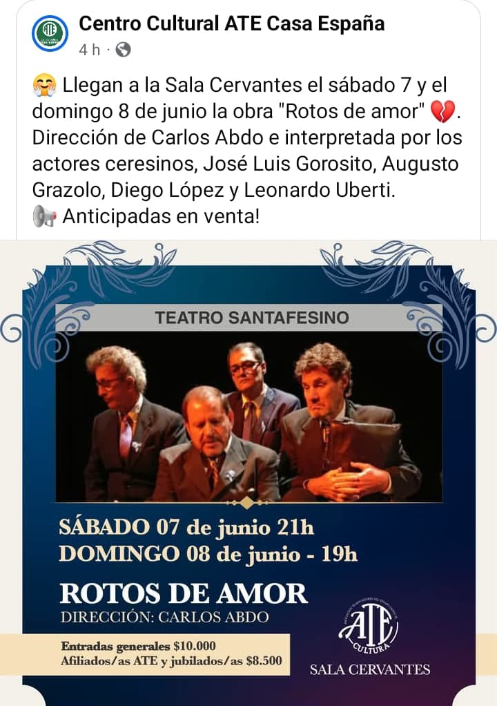 "Rotos de Amor" la obra interpretada por actores ceresinos se presentó en Santa Fe 2 ate rotos de amor