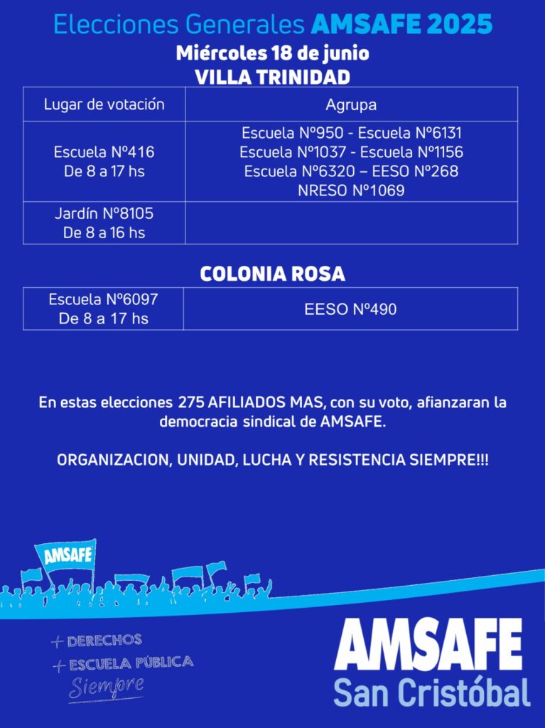 Elecciones en Amsafe. Sebastián Vázquez es el candidato en San Cristóbal 5 vata 3