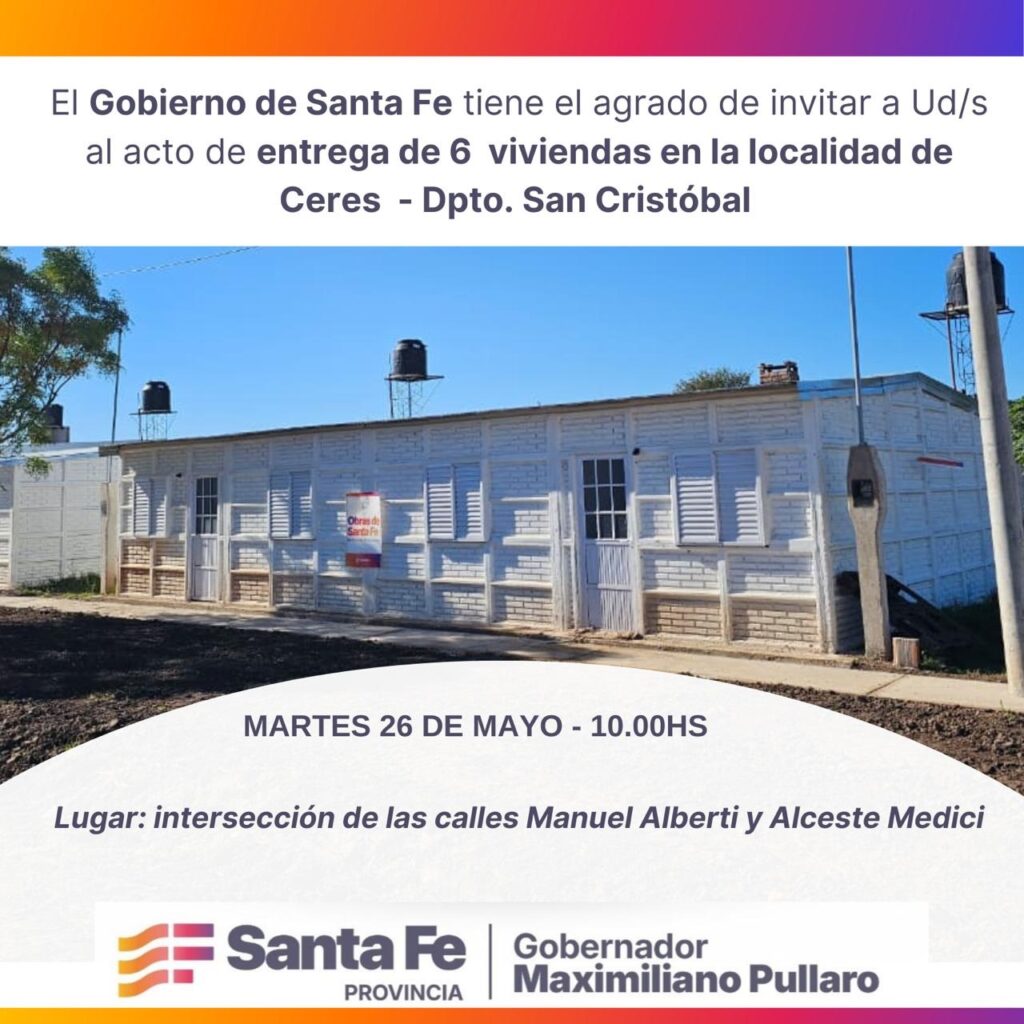 Ceres: Este martes el Gobierno inaugura 6 viviendas sociales 2 gob