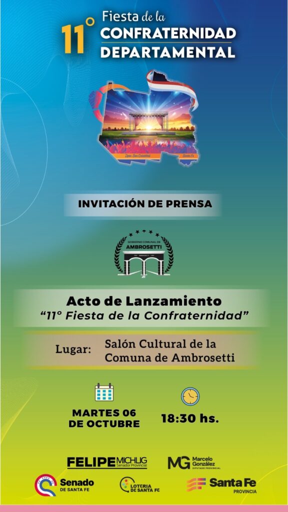 Este martes se presenta la 11° Fiesta de la Confraternidad Departamental en Ambrosetti 2 ambrosetti confraternidad